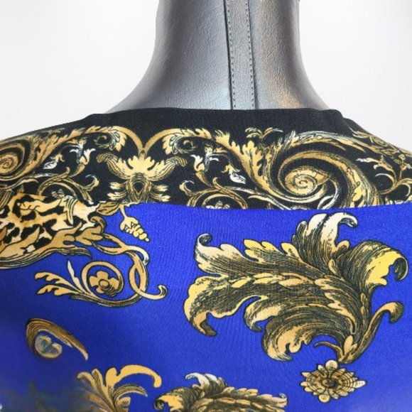 Stunning Just Cavalli Blue Baroque Print  Stretch Mini Dress - Size Small - Picture 13 of 16